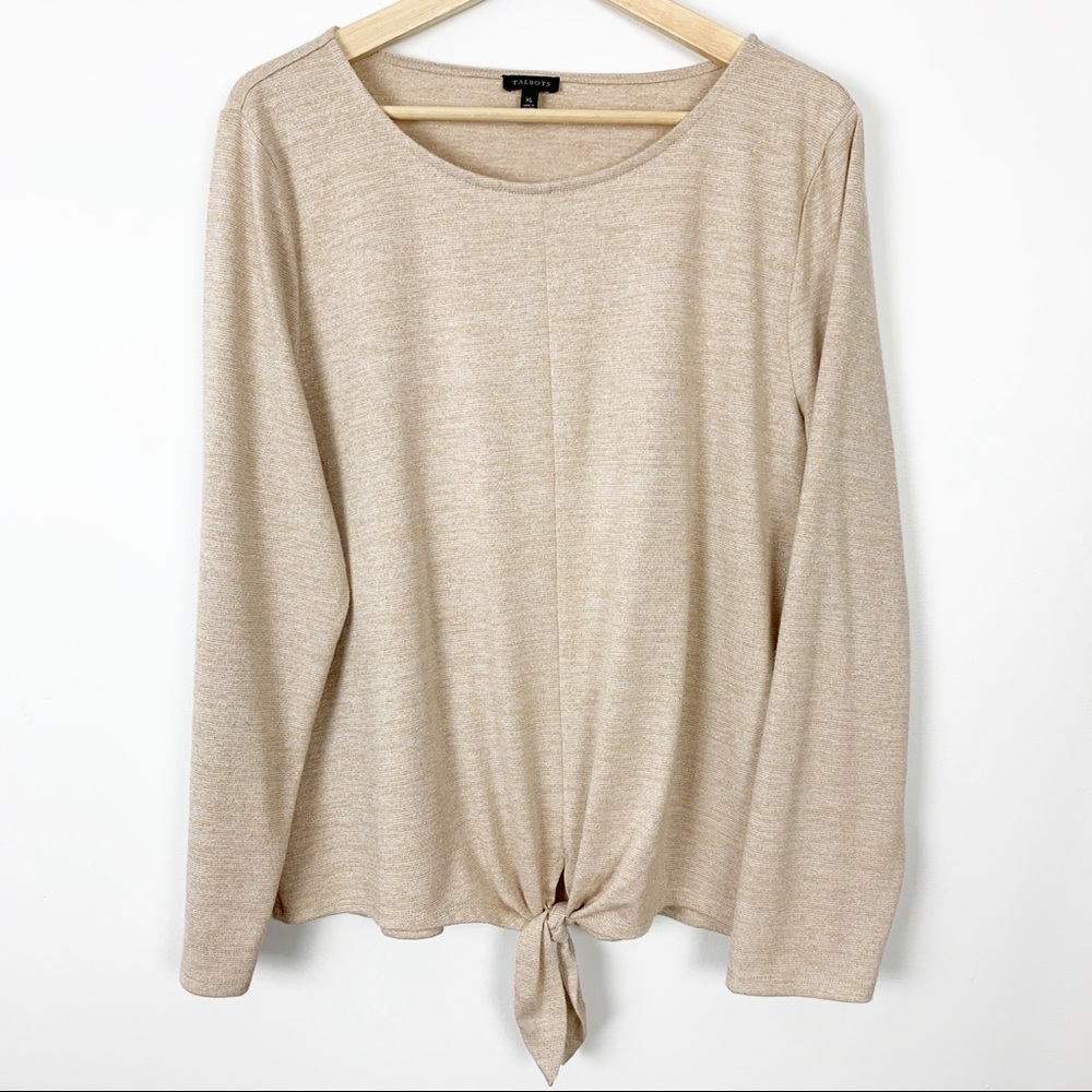 Talbots sweatshirt knit top gold long sleeve sz XL